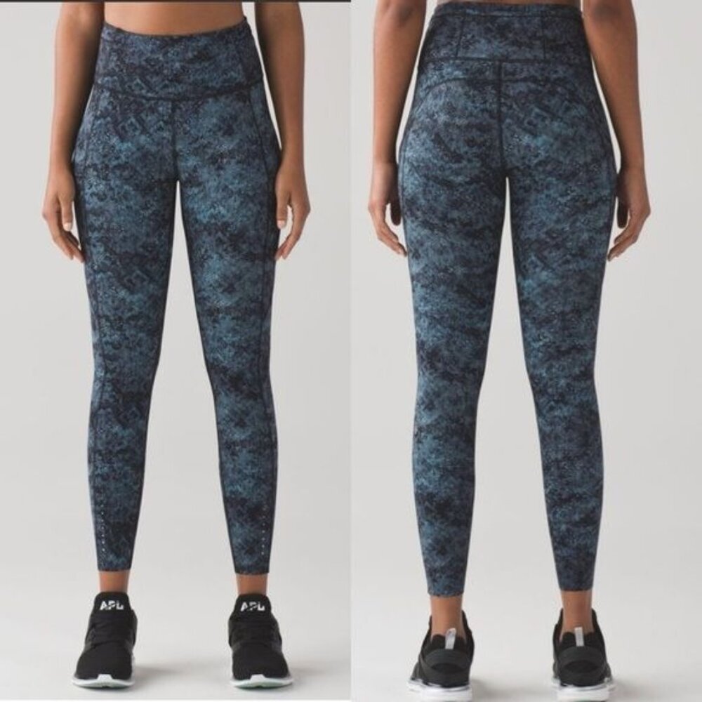 Lululemon Fast And Free 7/8 Tight Fairisle Multi‎ Black size 4